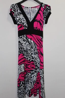 NUEVO Vestido Púrpura Lluvia Stan Zino Fucsia Manga Pequeña Estampado Cebra Foto 1 de 4