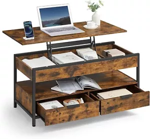 Couchtisch mit Stauraum Lift Top Up Schublade Regal Holz Wohnzimmer Möbel - Bild 1 von 32