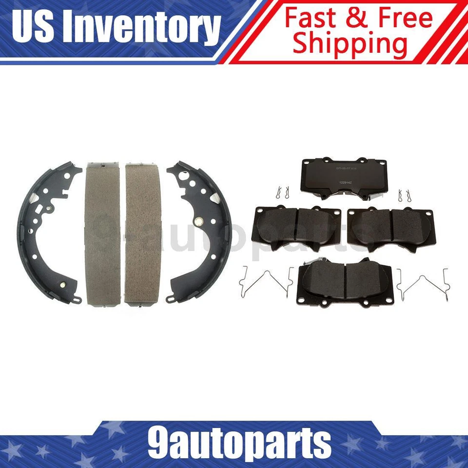 Pastillas de freno delanteras traseras de cerámica + zapatas de freno para Toyota Tacoma 2005-2019 Foto 1 de 4