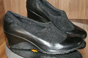 Merrell Tulip Damen 8 Keilabsatz Leder Schuhe schwarz mit grau Wolle Absatz EU38,5 - Bild 1 von 11