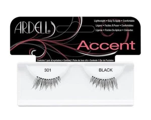 1 Pair AUTHENTIC ARDELL 301 Accent False Eyelashes Half Lashes Invisibands Black - Picture 1 of 1