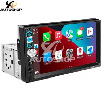 1 Din Radio Car Stereo Touch Screen Bluetooth FM MP5 Player Carplay Android Auto - Image 1 of 4