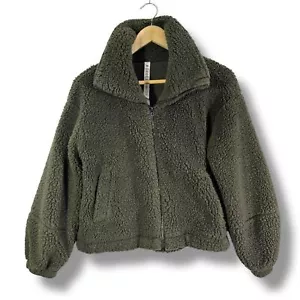 Lululemon dunkelolivgrüne Sherpa Jacke mit Reißverschluss - Bild 1 von 10