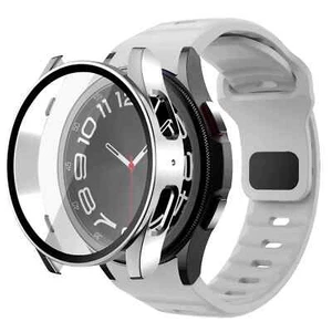 PC Glass Case+Silicone Band Strap For Samsung Galaxy Watch 7 6 5 4 FE 40mm 44mm - Picture 1 of 30