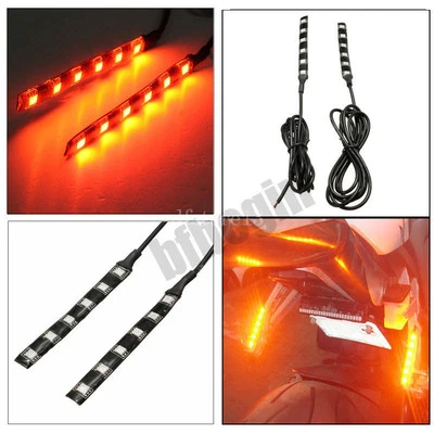 Luz trasera de freno de tira integrada ámbar señal de giro flexible 6 LED para motocicleta Foto 1 de 4