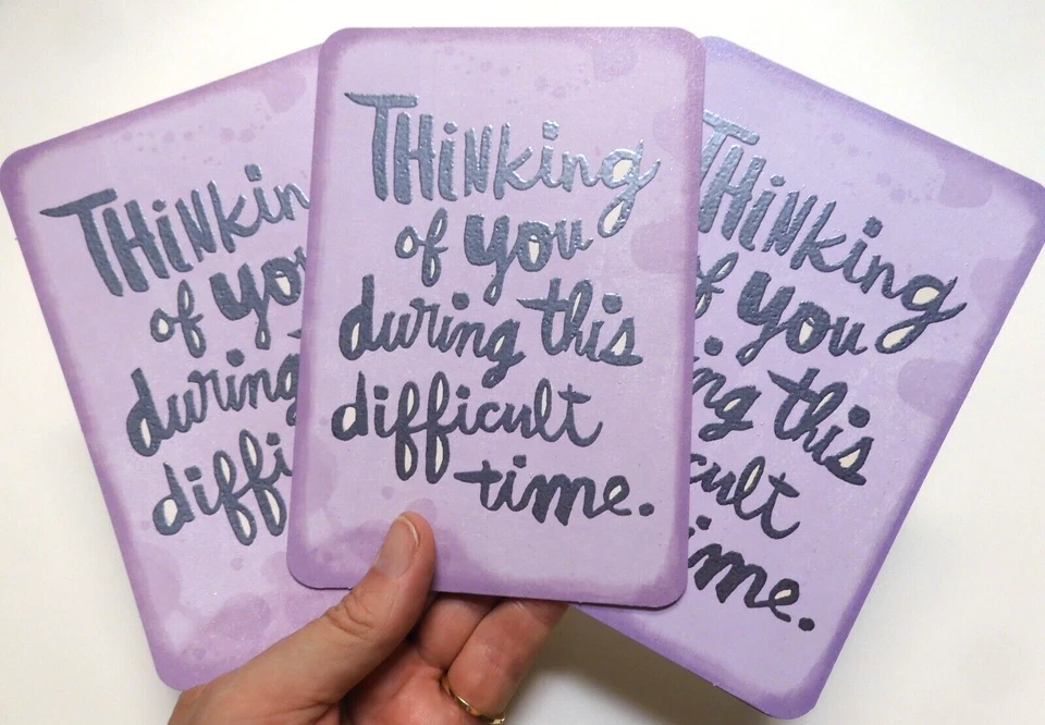 HALLMARK JUST BECAUSE THINKING OF YOU MISS YOU CARE PURPLE CARD WITH GOLD SEAL