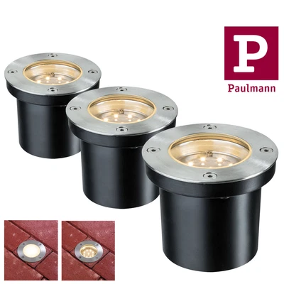Paulmann Special set luci da incasso pavimento rotondo LED 3x1,2W 2700K 6VA 230/12V 98m