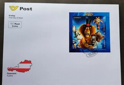 [SJ] Austria Cartoon Animation Madagascar 2012 (FDC *puzzle stamp *odd shape - Image 1 of 4