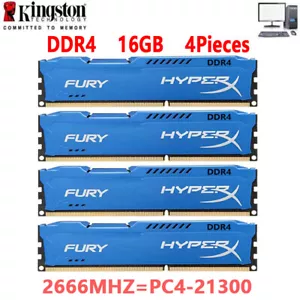 HyperX FURY DDR4 64GB 2666 PC4-21300 Desktop RAM Memory DIMM 288pin 1.2V 4X16GB - Picture 1 of 10