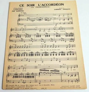 Partition vintage sheet music ALAIN BARRIERE : Ce Soir l'Accordéon * 60's - Picture 1 of 1
