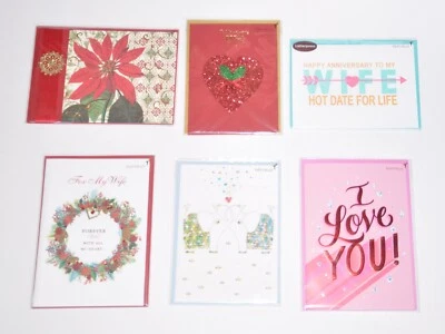(6) Papyrus Lot Wife Greeting Cards Anniversary Love Christmas Sealed New - Image 1 of 4