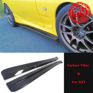 Extensión de falda lateral de fibra de carbono alimentada con fibra de carbono 2 piezas para Mazda RX7 FD3S - Imagen 1 de 8