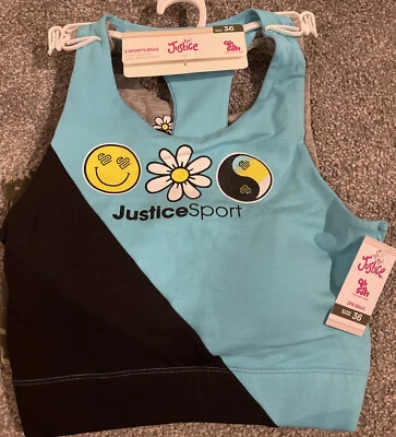 Nuevo paquete de 2 sujetadores deportivos Justice para niñas talla: 36 Foto 1 de 2