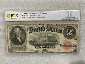 1917 $2 Legal Tender US Note Speelman / White Fr 60 ~~ PCGS VF 25 - Picture 1 of 5