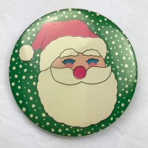 Vintage Pinback Bottone Flair Babbo Natale Vacanze di Natale Punti Verde - Foto 1 di 4