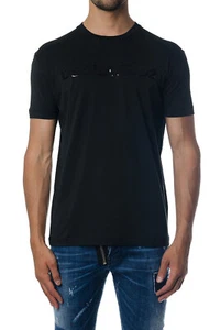 DSQUARED2 D2 T-SHIRT BLACK SEQUIN LOGO - SIZE SMALL - BLACK - Picture 1 of 9