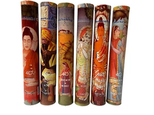 40 STICK DI INCENSO 6 PROFUMAZIONI SCATOLA IN LATTA SOGGETTI DIVINITA' ORIENTALI - Picture 1 of 1
