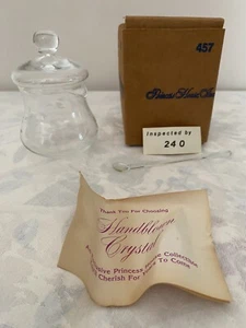 ⭐️Princess House #457 Handblown Crystal Etched Condiment Jar With Spoon ⭐️ - Picture 1 of 19