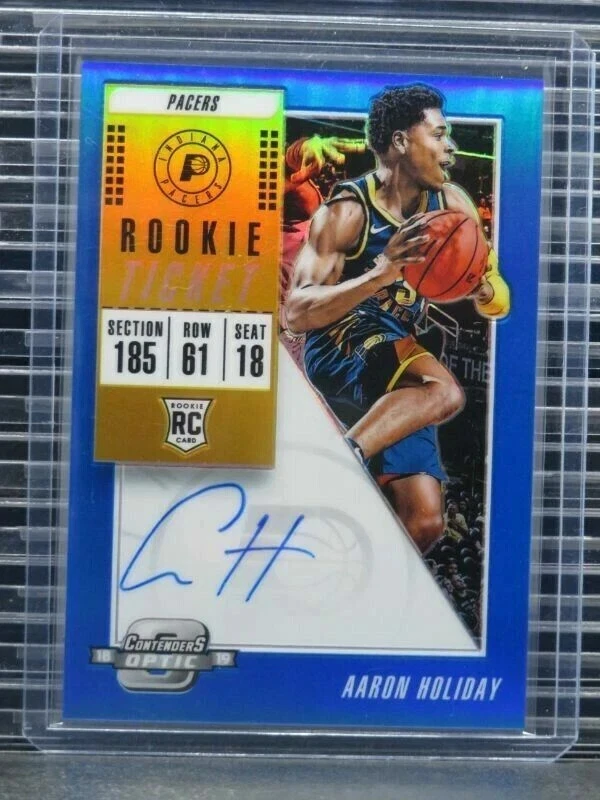 2018-19 Contenders Optic Aaron Holiday Rookie Ticket RC Auto Blue #90/99 - Image 1 of 1