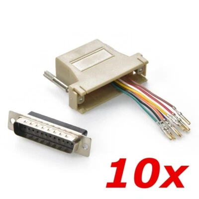 10 Pack - DB25 25-Pin Serial D-SUB Male to RJ45 Female 8P8C Adapter Connector - Image 1 of 4