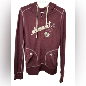 Element Burgunder Hoodie mit Reißverschluss und Stickerei - Bild 1 von 9