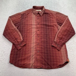 Tommy Bahama 100% Silk Button Front Shirt Mens Medium Plaid Long Sleeve - Picture 1 of 8
