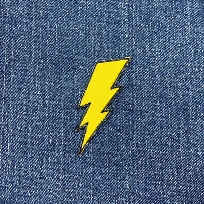Lightning Bolt Applique Patch Embroidered Thunderstorm Static Electricity Badge - Image 1 of 2