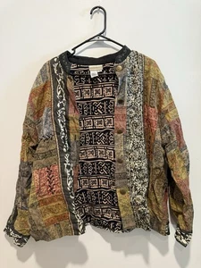 Coldwater Creek Sz 2X Art-to-Wear Silk Boho Patchwork Blazer Jacket Funky - Picture 1 of 3