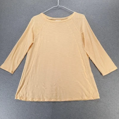 Camisa J. Jill Mujer Pequeña Amarilla Manga 3/4 Raglán Slub Tejido Línea A Túnica Foto 1 de 4