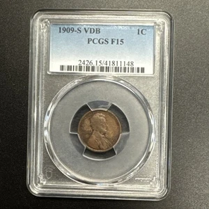 1909-S VDB Lincoln Wheat Cent PCGS F15 Fine+ - Picture 1 of 13