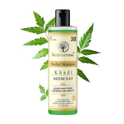 Khadi Natural Neem Sat Herbal Shampoo | Strong & Healthy Hair Cleanser 210ml Foto 1 de 4