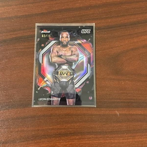 2024 Topps Finest UFC Leon Edwards Black Red Vapor Refractor 02/15 SSP #284 - Picture 1 of 3
