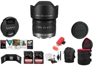 Panasonic Lumix G Vario 7-14mm f/4 ASPH. Lens with 2x 64 Memory Cards and More - Picture 1 of 5