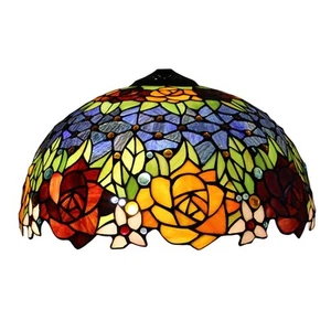 16 Inch Tiffany Style Stained Glass Lamp Shade Replacement Vintage Rose Lamps... - Picture 1 of 7