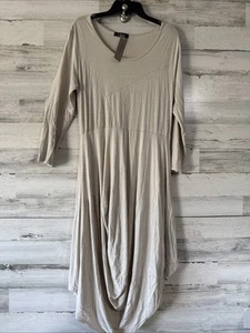 Saga Dress Women's Free Size Taupe Bubble Midi NWT Lagenlook Strechy - Picture 1 of 7