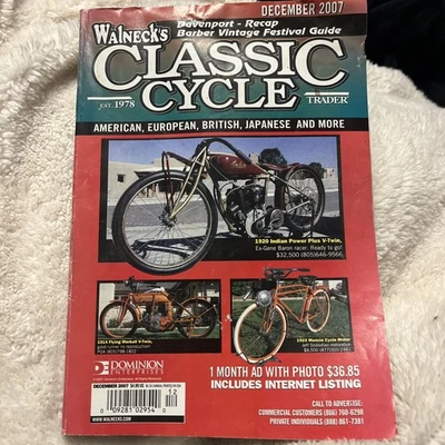 Walnecks Classic Cycle Trader Magazine December 2007 Motorcycle Classifieds - Image 1 of 4