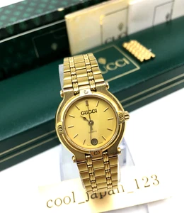 [Exc+++] Vintage Gucci 9200L Gold Dial Date 25mm Quartz Women's Watch Auth - Bild 1 von 24