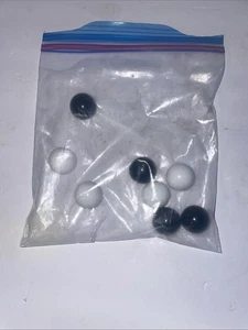 Abalone Game Replacement Black and White Marbles Balls 4 White & 4 Black - Picture 1 of 1