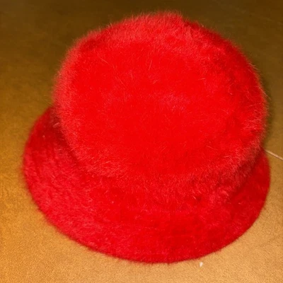 Sombrero Cubo Vintage Betmar Hecho en Francia Mezcla Angora Rojo Mod Cloche Foto 1 de 4