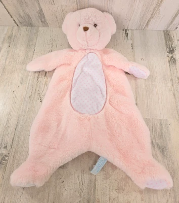 Douglas Baby Pink Bear Lovey Security Blanket Pink Polka Dots Stitched Face - Image 1 of 4