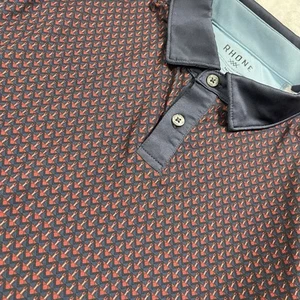 Rhone Golf Polo Shirt Men's Size Medium Red Blue Arrow Print Performance Stretch - Picture 1 of 13