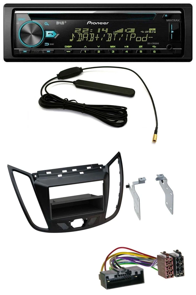 Pioneer CD MP3 AUX DAB USB Autoradio für Ford C-Max Kuga matt schwarz - Bild 1 von 4