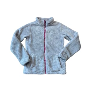 COLUMBIA GIRLS zip up Hoodie/Sweatshirt/Fleece, size LG (14-16) Gray & Pink - Picture 1 of 11