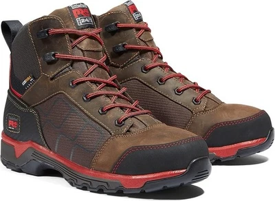 NUEVAS botas de seguridad para hombre talla 12 TIMBERLAND PRO ~ carga útil punta de acero de 6"" marrón/rojo Foto 1 de 4