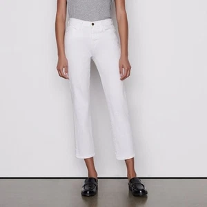 Jeans alla caviglia dritti Frame Denim Le High Rise bianco taglia 27 nuovi con etichetta - Foto 1 di 7