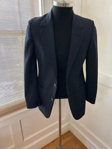 1970s Vintage Bill Blass Navy Pinstripe suit jacket blazer 38R Made USA - Picture 1 of 16