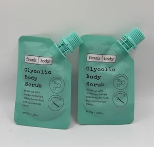 NEW 2X Frank Body Glycolic Body Scrub Travel Size Mini 30g/1.06oz Each Free Ship - Picture 1 of 3