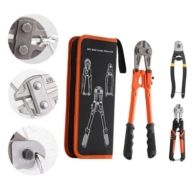 Ensemble de 3 pinces coupe-boulons : mini-pince de 20 cm, coupe-boulons de 35 - Photo 1/4