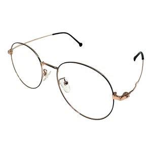 Brille Rund für Damen 53-18-142 Gestell Gold Schwarz Metall Vollrand Demo-Gläser - Bild 1 von 9
