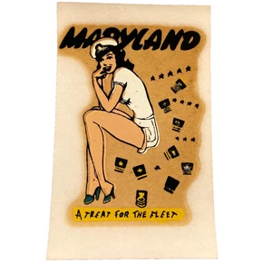 Vintage Maryland Hot Girl USO A Treat for the Fleet Model Decal Sticker Transfer - Picture 1 of 9